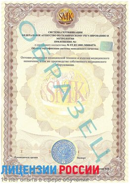 Образец сертификата соответствия (приложение) Тында Сертификат ISO 13485